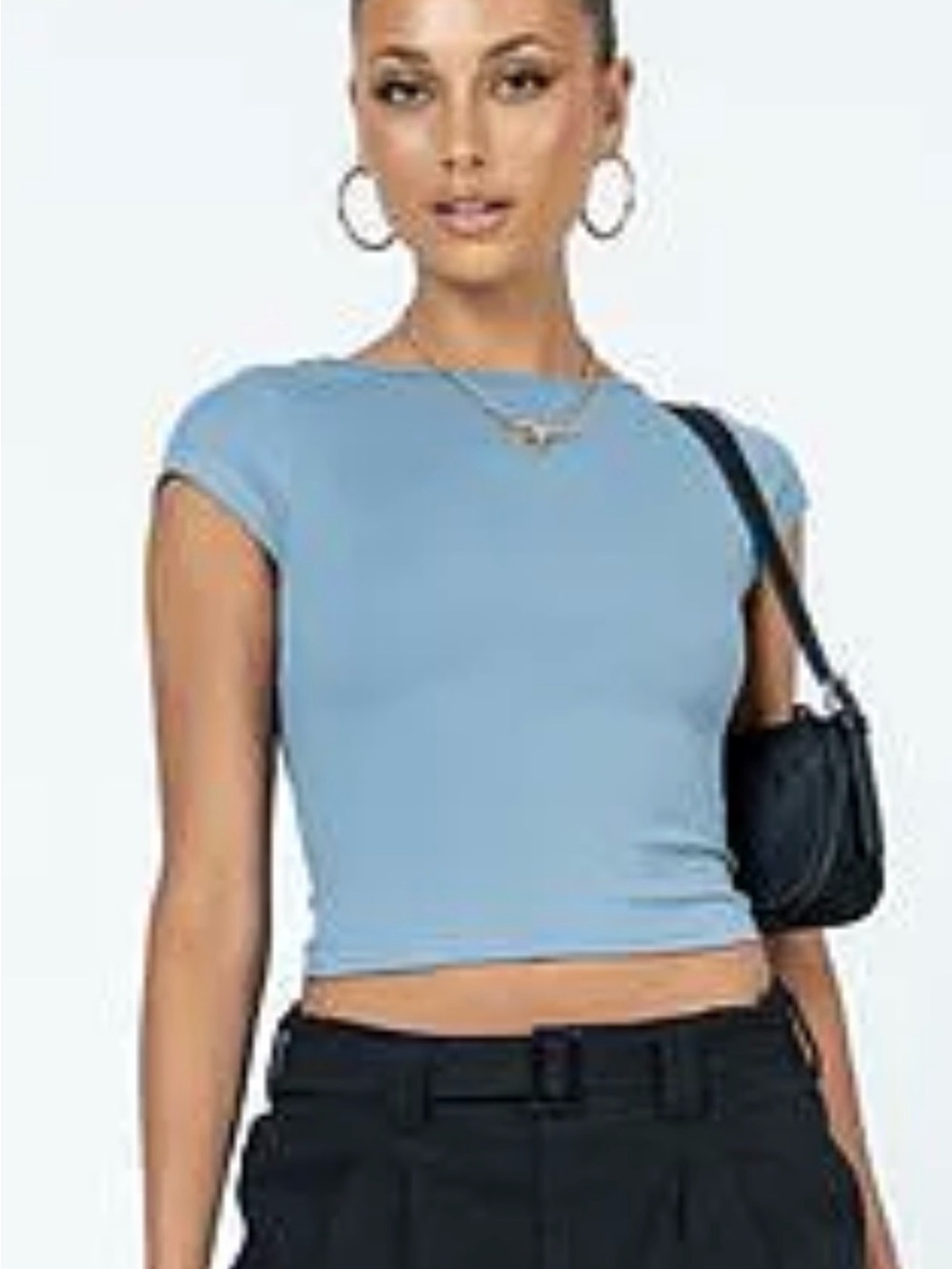 Princess Polly Powder Blue Backless Crop Top